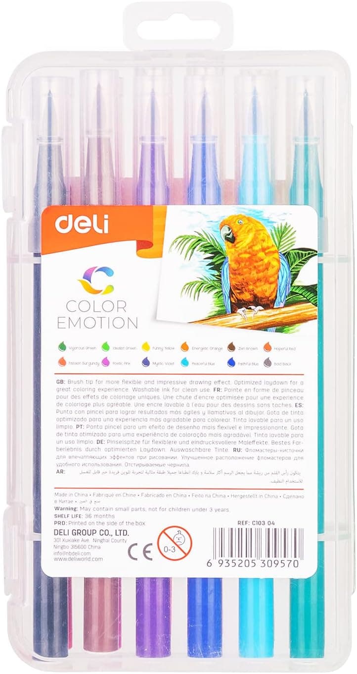 Deli Deli Soft Drawing Emotion Colour Felt Pen 12-Pieces Multicolor | Smooth Coloring Pens for Kids & Students stationary,… — thumbnail 2 of 7
