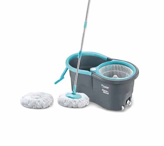 Prestige Alpha Mop with 2 Microfiber Heads – Grey & Blue