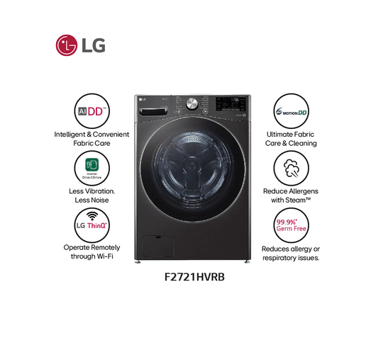 LG - 21 Kg Washer & 12 Kg Dryer - F2721HVRB