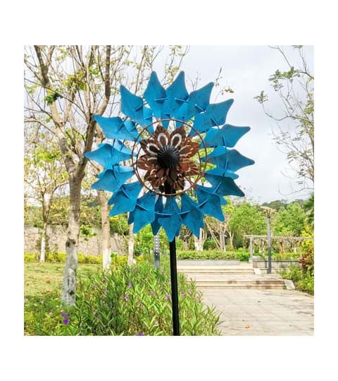 Senwell Blue Solar LED Wind Spinner 360° Rotating Garden Stake Outdoor Decor W-G210816 200CM