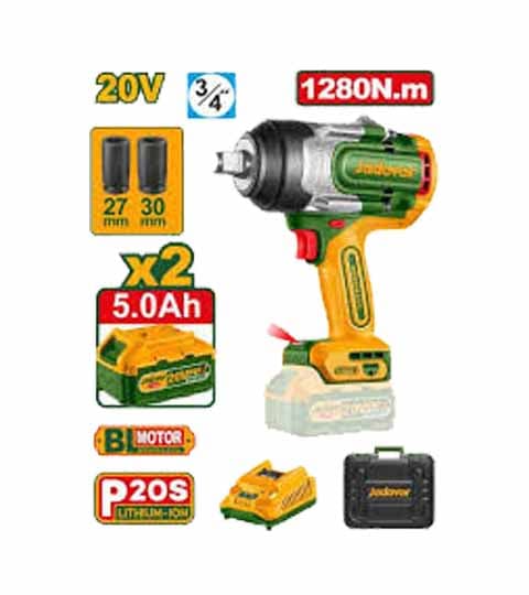 Jadever JDCD1B128 Cordless Impact Wrench 20V 1280Nm Heavy Duty Brushless Power Tool