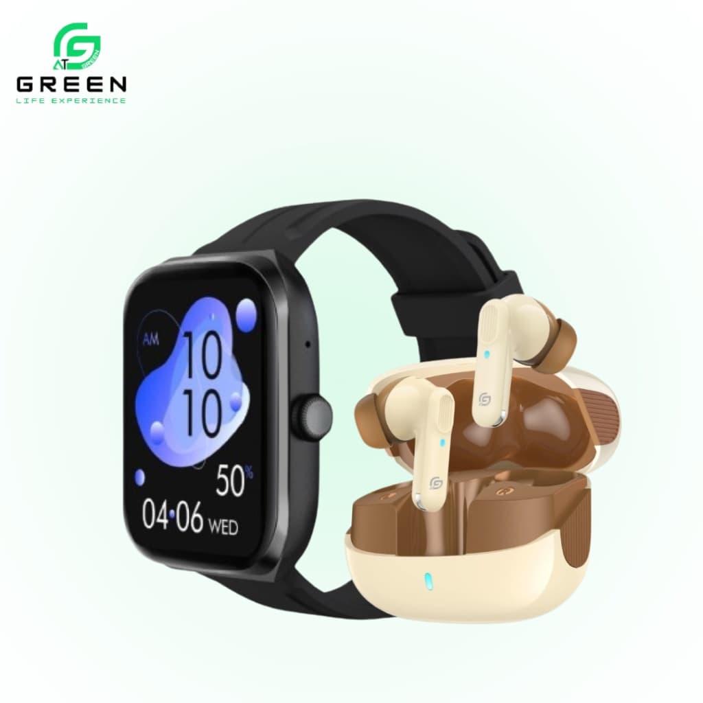Greenlife Green Combo Airbeat-520 Earbuds And Vision Fit Smartwatch electronics — thumbnail 2 of 2