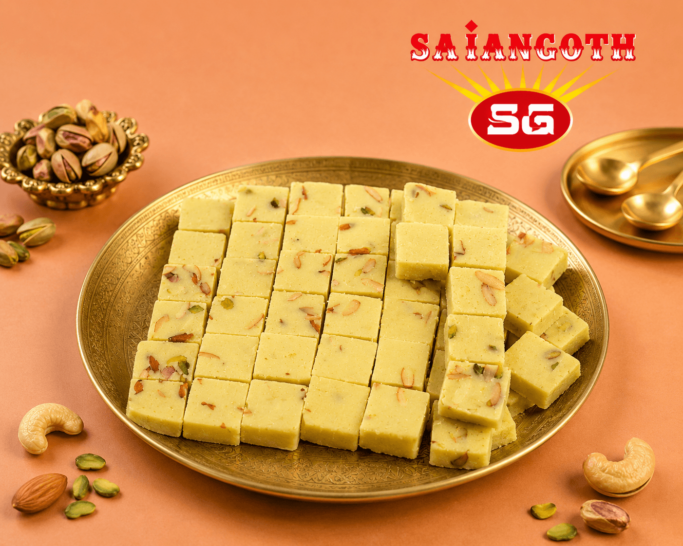 Premium Kaju Pista Barfi with Almonds & Pistachios