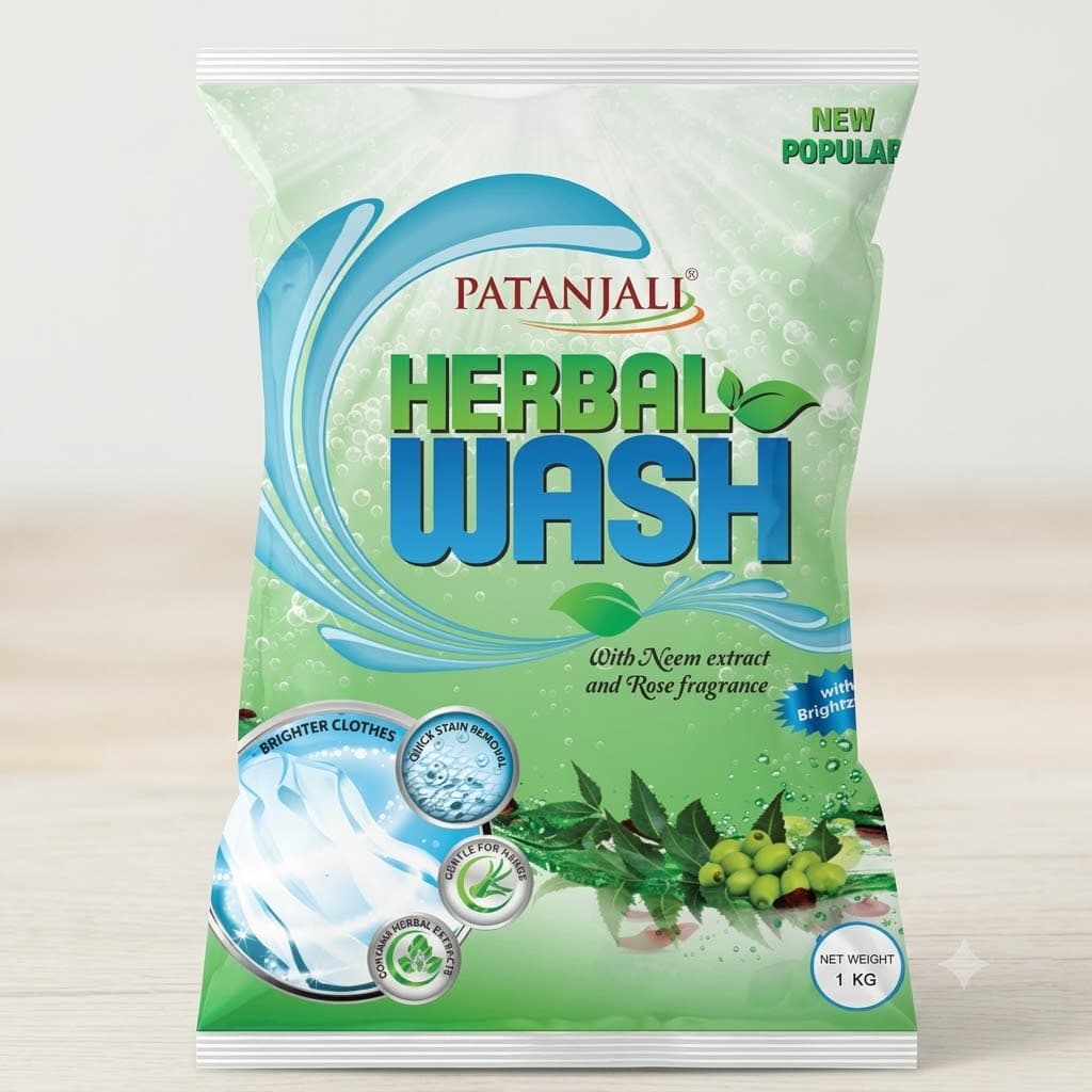 HERBAL WASH BLUE DETERGENT POWDER 1 KG | Herbal Laundry Detergent with Neem & Lemon