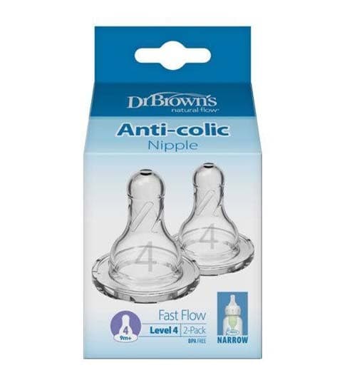Dr. Brown's Level 4 Silicone Narrow Nipple - 2 Pcs, 313-INTL