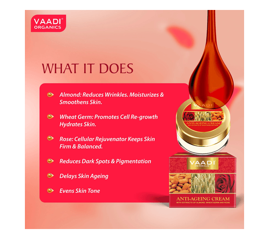 Vaadi Organics Vaadi Organics - Anti-Ageing Cream - Almond, Wheatgerm Oil & Rose (30 gms) - VH0051 daily essentials &… — thumbnail 2 of 2