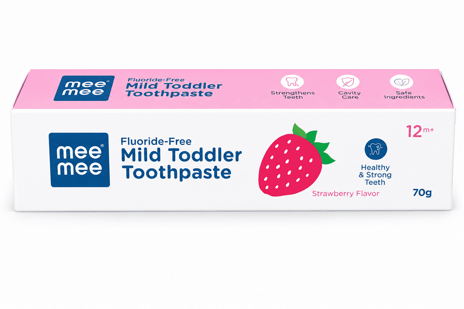 Mee Mee Fluoride-Free Mild Toddler Toothpaste 70g | Strawberry Flavor Toothpaste for Kids 12 Months+
