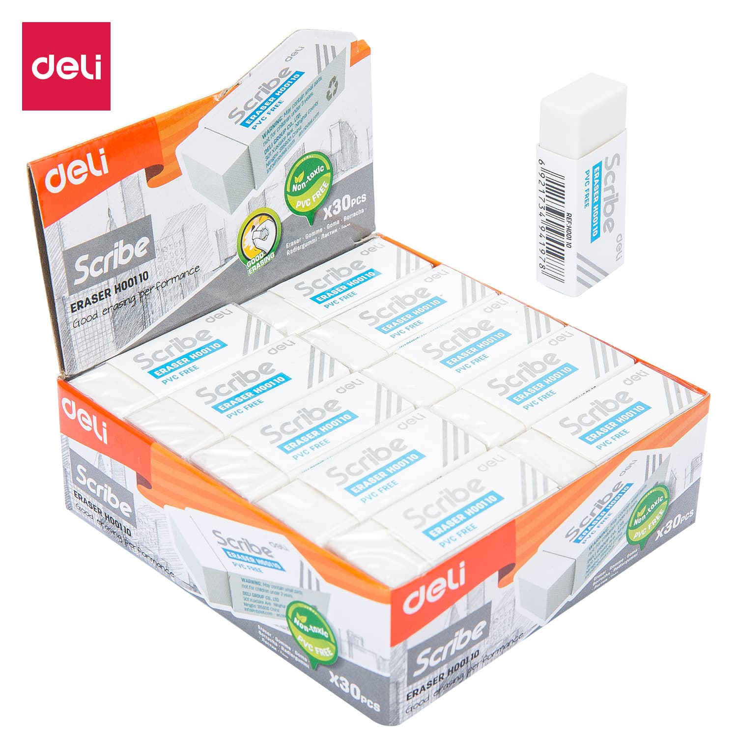 Deli Deli EH00110 Premium White Eraser | Soft, Dust-Free Pencil Eraser for School & Office stationary, toys & sports — thumbnail 2 of 4