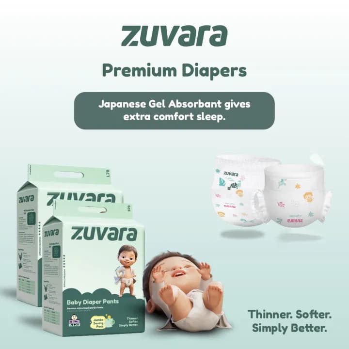 Zuvara Zuvara Premium Diaper Pants L Size Pack of 70 for Babies pharmacy, fitness & surgical — thumbnail 4 of 4