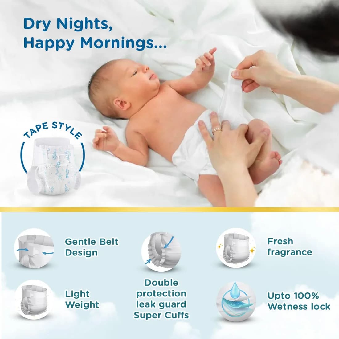 Mee Mee Mee Mee Premium Breathable Baby Tape Diapers (NB, 16 Pcs) | Skin-Friendly, Super Absorbent & Cotton-Soft with… — thumbnail 8 of 8
