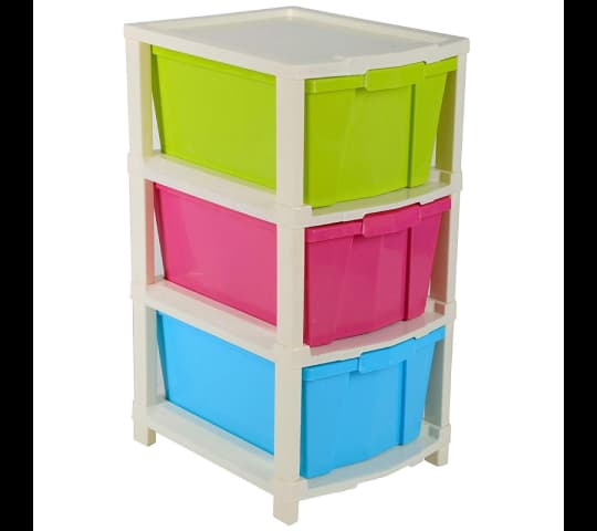 3-Tier Plastic Storage Drawer Organizer Unit for Home & Office
