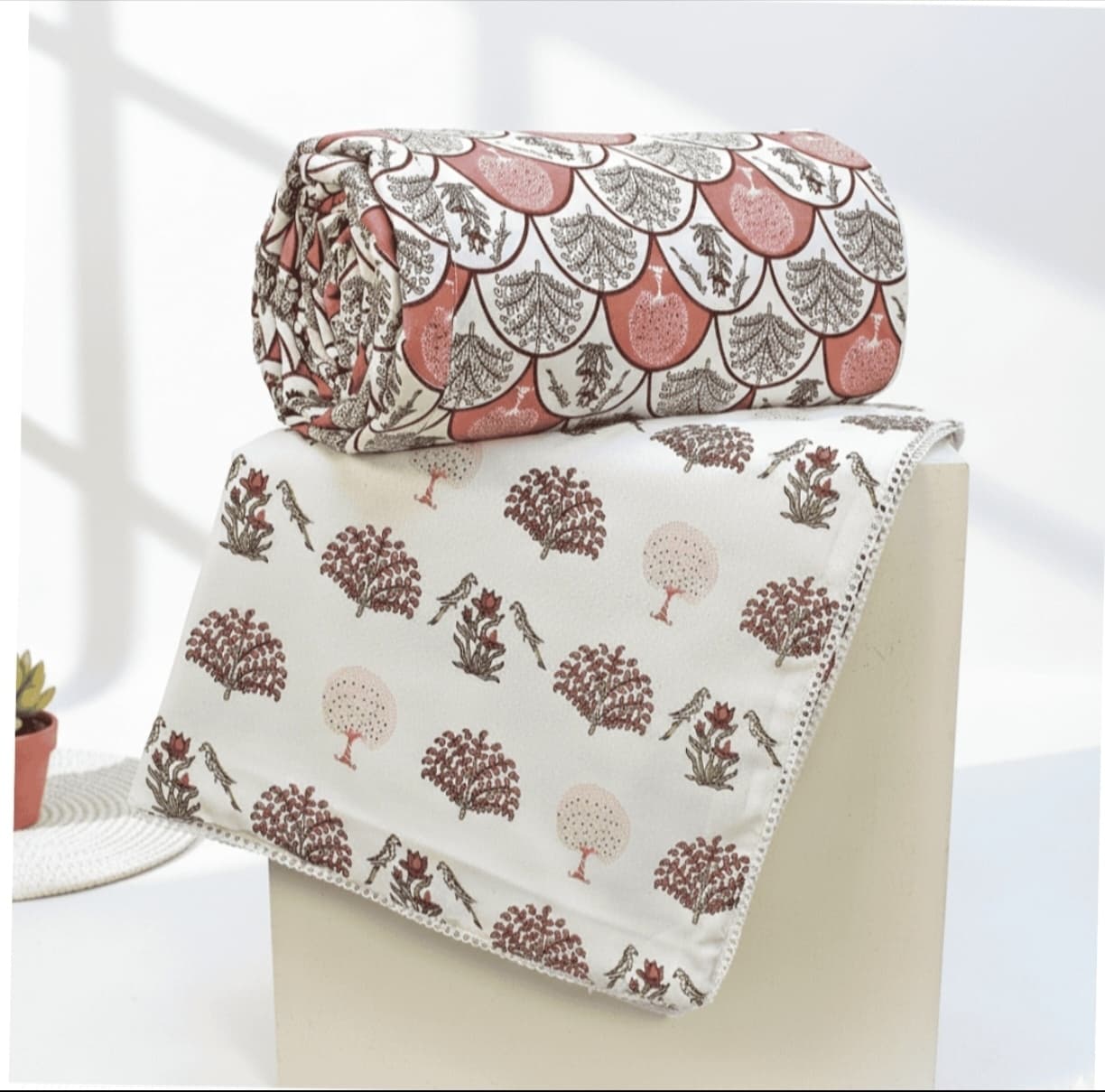 Premium Soft Summer Blanket – Lightweight Printed Cotton Blanket for Double Bed