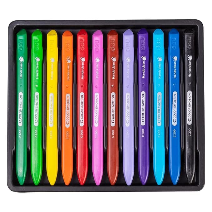 Deli Deli EC20000 Plastic Crayons Triangular Shape 12 Shades Multicolor | Easy Grip Non-Toxic Coloring Crayons for Kids… — thumbnail 4 of 5