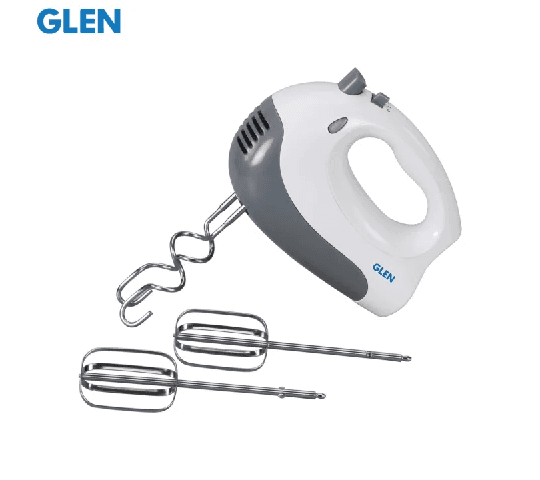 GLEN Electric Hand Mixer 250W with 2 Kneading Hooks, 2 Beaters, 5 Speed & Turbo Settings – SA 4058
