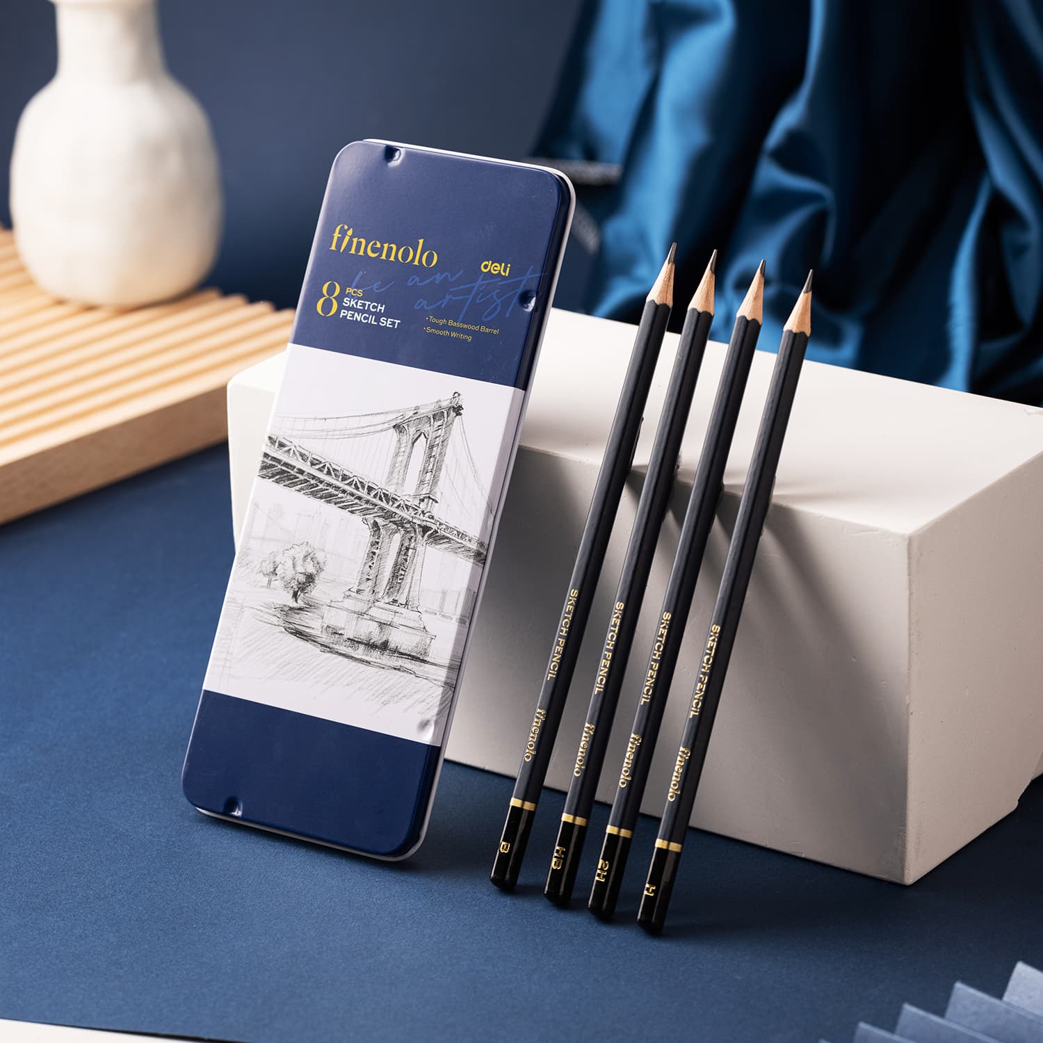 Deli Deli EC26 Sketching Pencil Set – 8 Professional Graphite Pencils (2H–8B) for Drawing, Sketching & Shading stationary,… — thumbnail 3 of 5