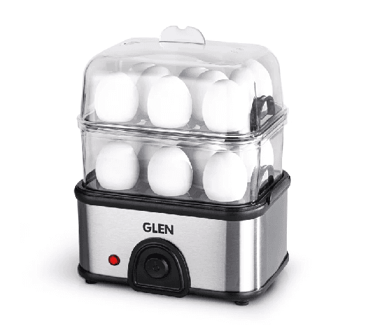 GLEN Egg Boiler Steamer Plus 350W with 16 Egg Capacity, Auto Shut-Off & Push Button Start – SA3036EBSPLUS