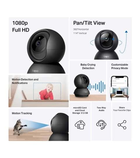 TIP-LINK TP-Link Tapo C201 1080P Pan/Tilt Home Security Camera with Motion Detection, Night Vision, Two-Way Audio & SD Card… — thumbnail 2 of 2
