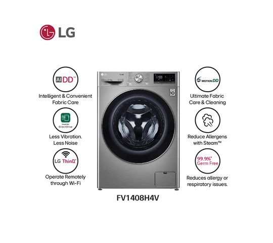LG - 8 Kg & 6 Kg Washer & Dryer - FV1408H4V