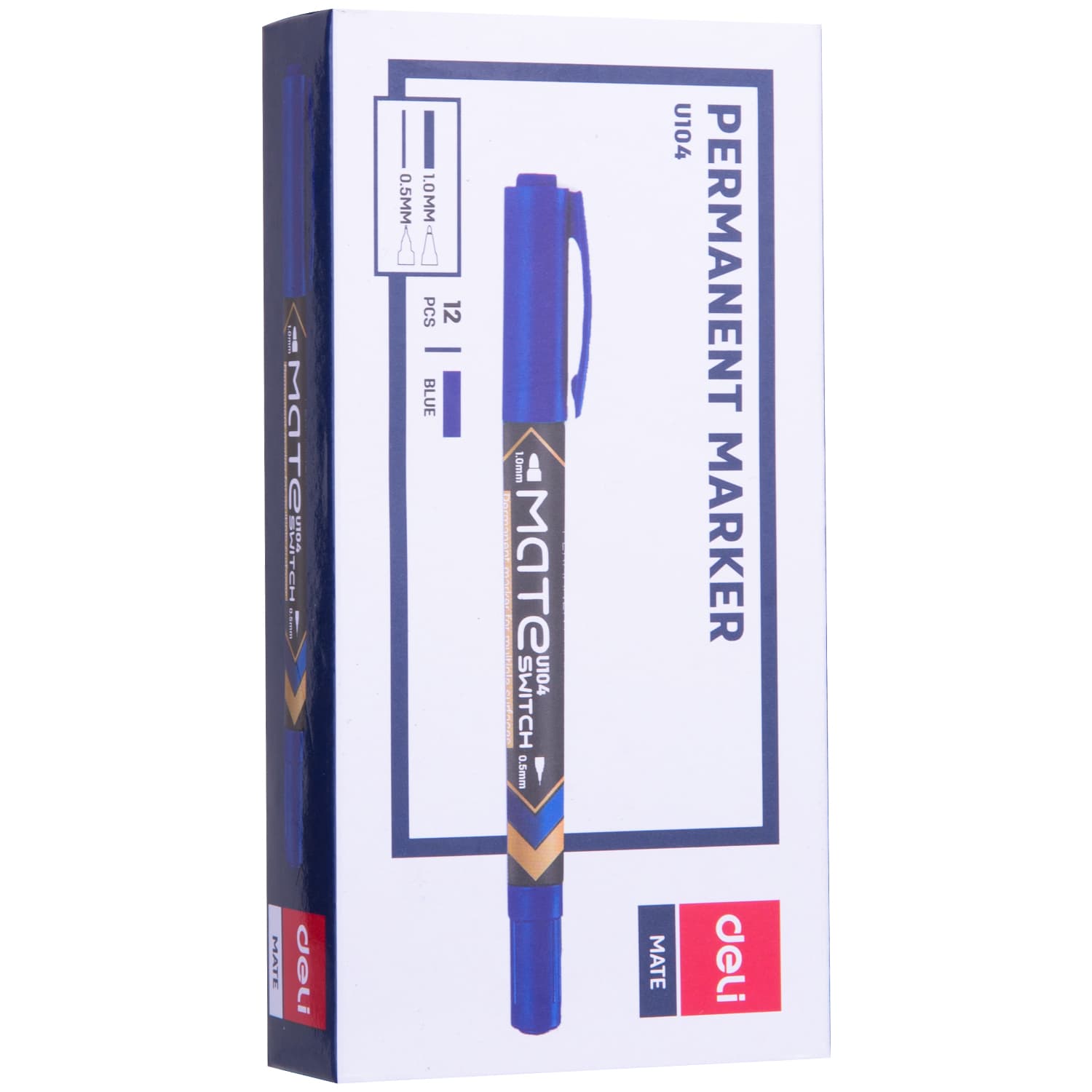 Deli Deli EU10430 Permanent Marker | Dual Tip Waterproof Marker | Blue Ink stationary, toys & sports — thumbnail 4 of 5