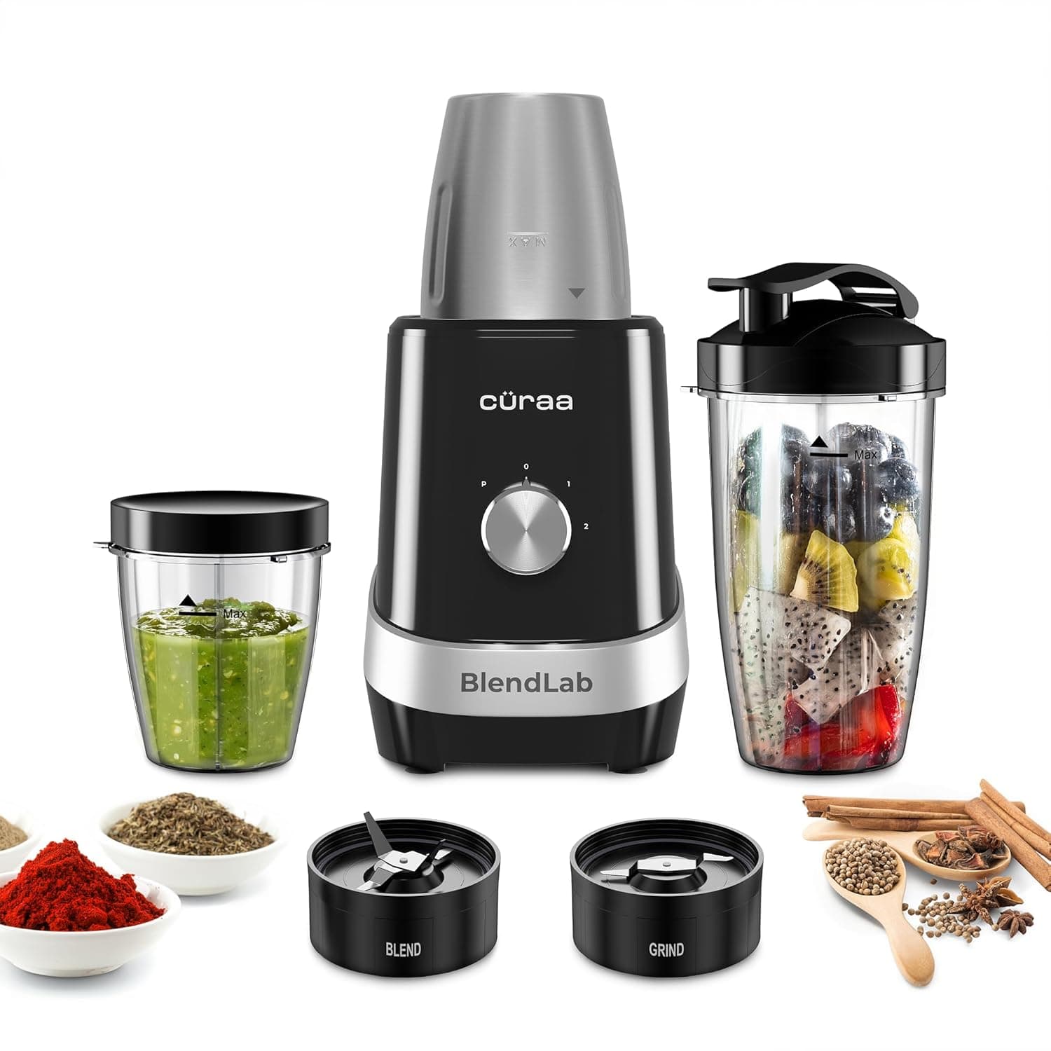 curra Curaa Blendlab Mixer Grinder for Kitchen – 3 Jars, Black electronics — thumbnail 2 of 10