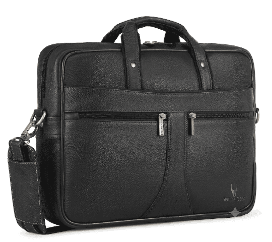 WildHorn Nepal Genuine Leather Laptop Bag for 15.6 Inch Laptop & MacBook | MB 580 Black