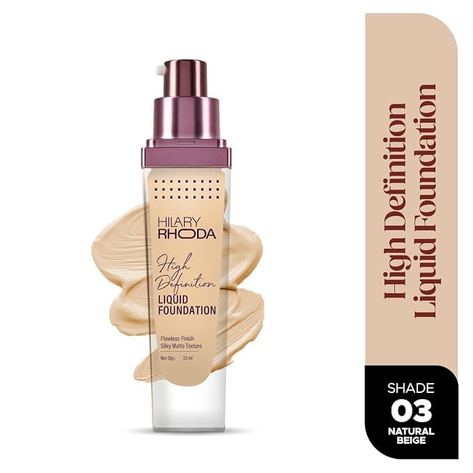 HILARY RHODA Hilary Rhoda High Definition Liquid Foundation for Women – Shade 03 Natural Beige | Flawless Matte Finish… — thumbnail 7 of 7