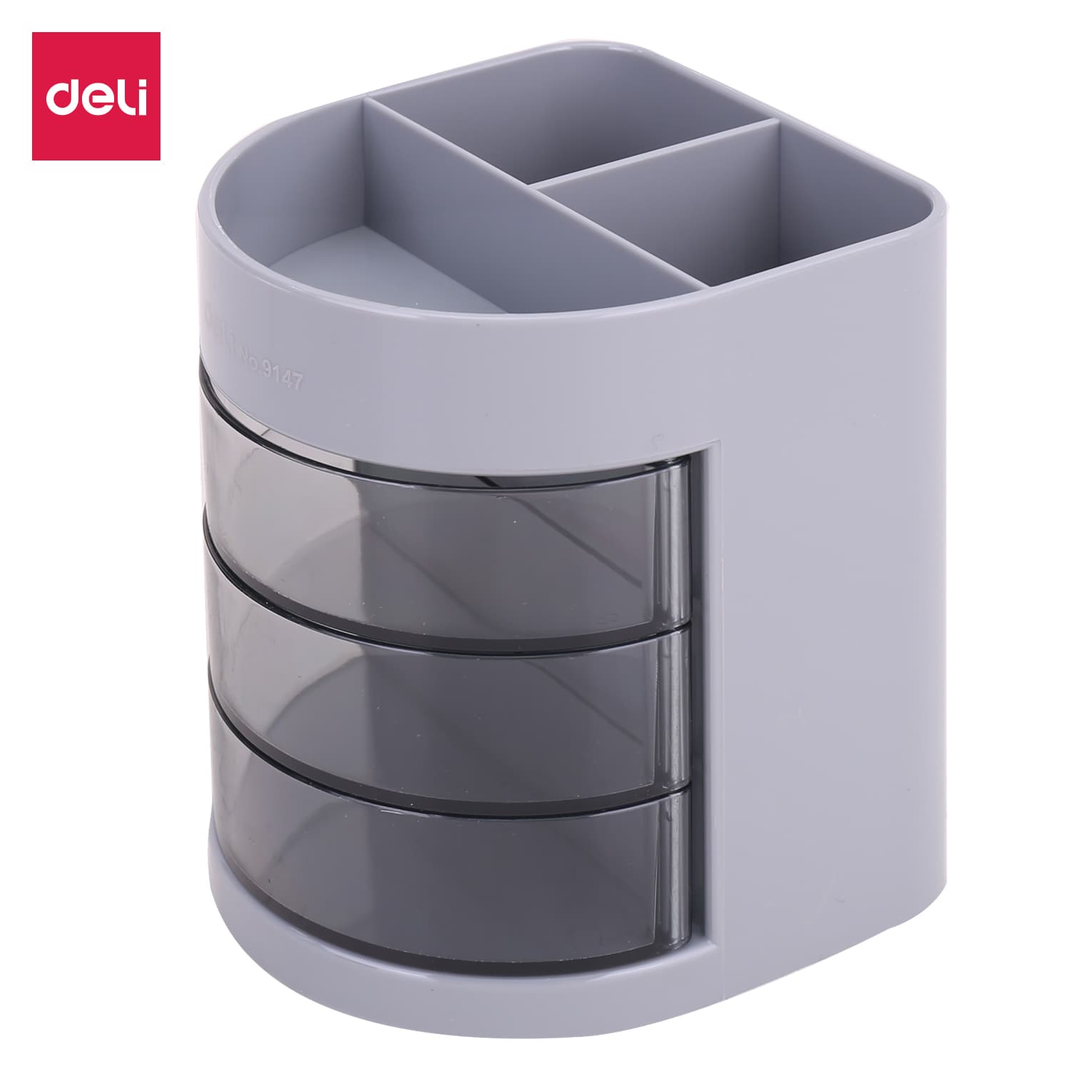 Deli Deli E9147 Pen Holder | 6-Compartment Desk Organizer with Rotating Drawers stationary, toys & sports — thumbnail 3 of 5