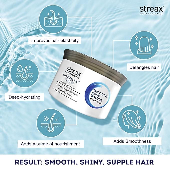 No Brand Streax Professional Vitariche Care Smooth & Shine Hair Masque 500g – Deep Nourishment & Frizz Control daily… — thumbnail 3 of 5