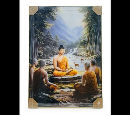 Buddha First Sermon Framed Wall Art – Buddhist Meditation Decor