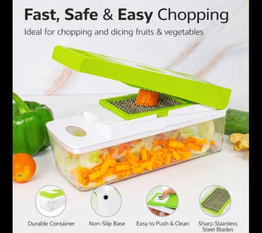 Multi-Functional Vegetable Chopper and Dicer with Container | Manual Food Cutter & Slicer