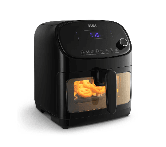 GLEN Air Fryer 5.5 Litre with Digital Controls, 8 Preset Menus, Timer & Temperature Control, 1350W – Black 3047