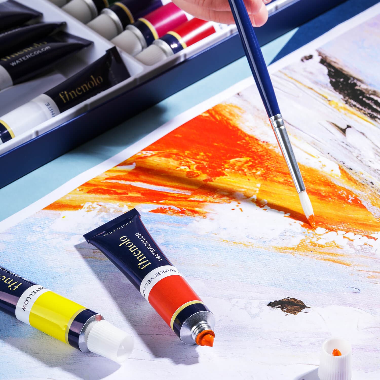 Deli Deli EC19-12 Finenolo Water Colour Paint Set 12 Colors 12ml Tubes for Students & Artists stationary, toys & sports — thumbnail 2 of 6