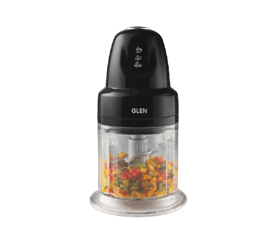 GLEN Electric Vegetable Chopper 250W with 2 Stainless Steel Blades, Whisking Disc & 0.6L Bowl –4043 Turbo