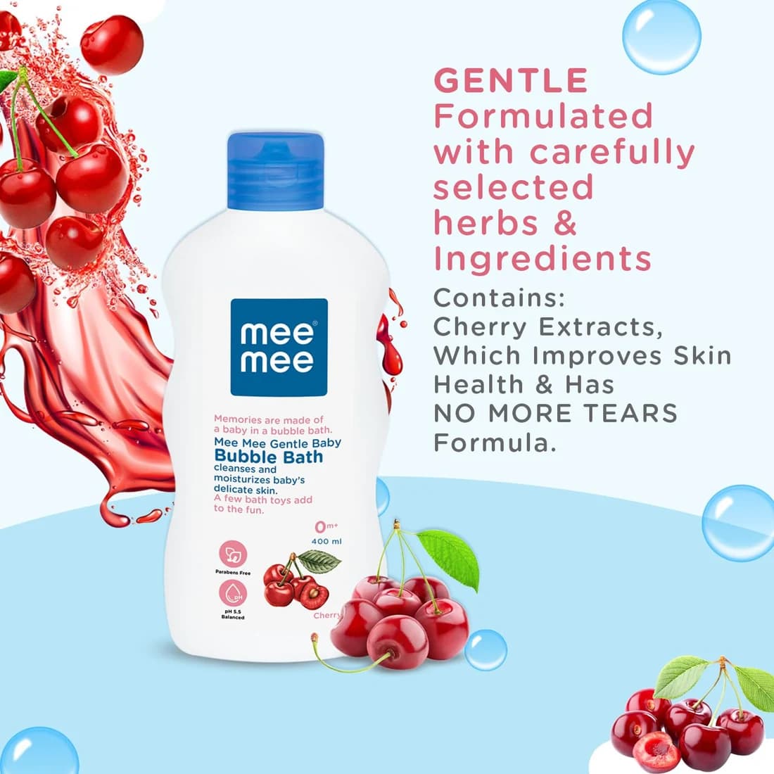 Mee Mee Mee Mee Body Wash 400ml – Cherry & Fruit Extracts, Tear-Free Mild Bubble Bath daily essentials & lifestyle — thumbnail 5 of 7