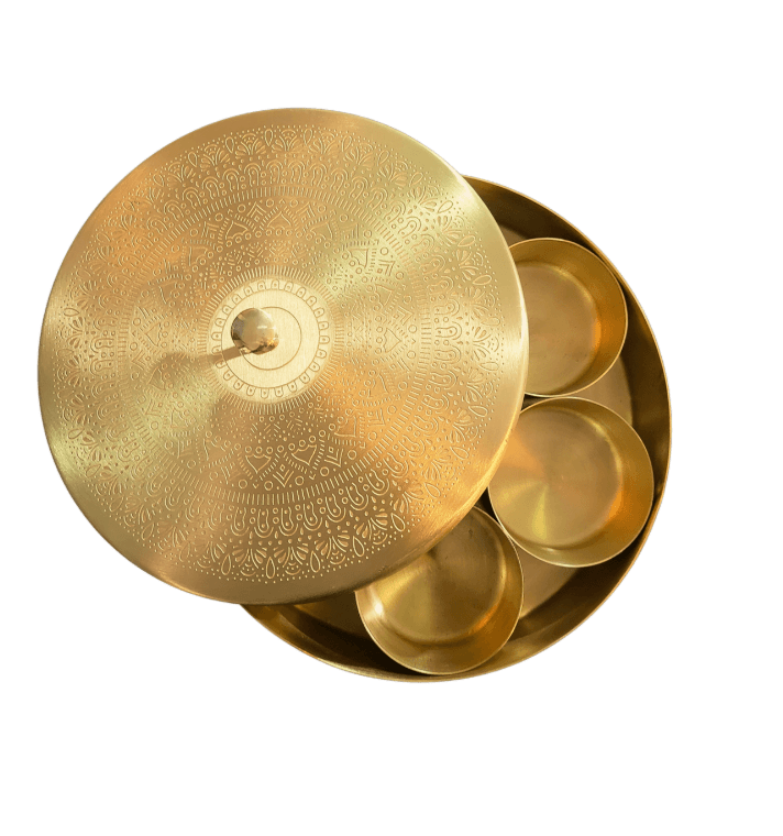 Presto Brass Spice Box 1 No – Traditional Masala Storage Container with Lid -Weight 0.710 kg Height 45mm and width 185mm… — thumbnail 3 of 4