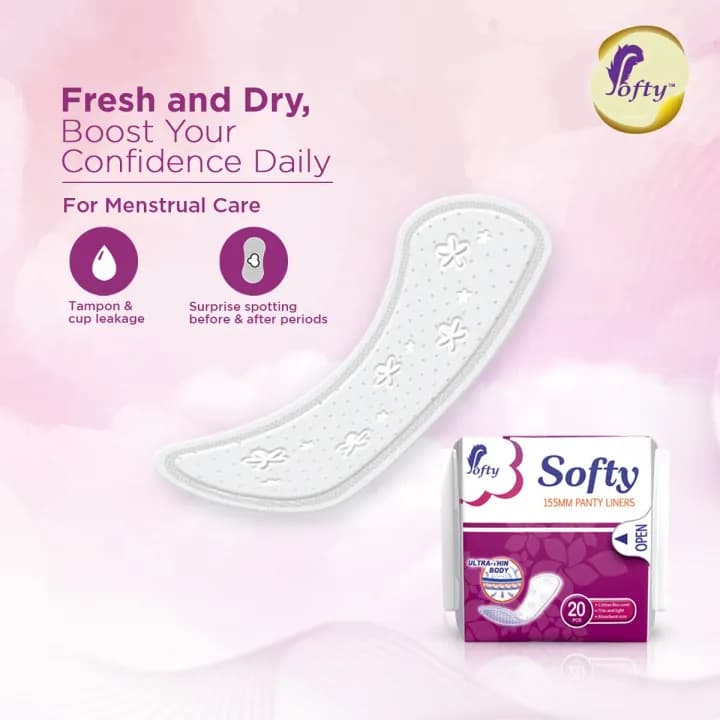 Zuvara Softy Panty Liners XL 155mm (20 Pcs) | Ultra Thin Absorbent Sanitary Napkin Liners