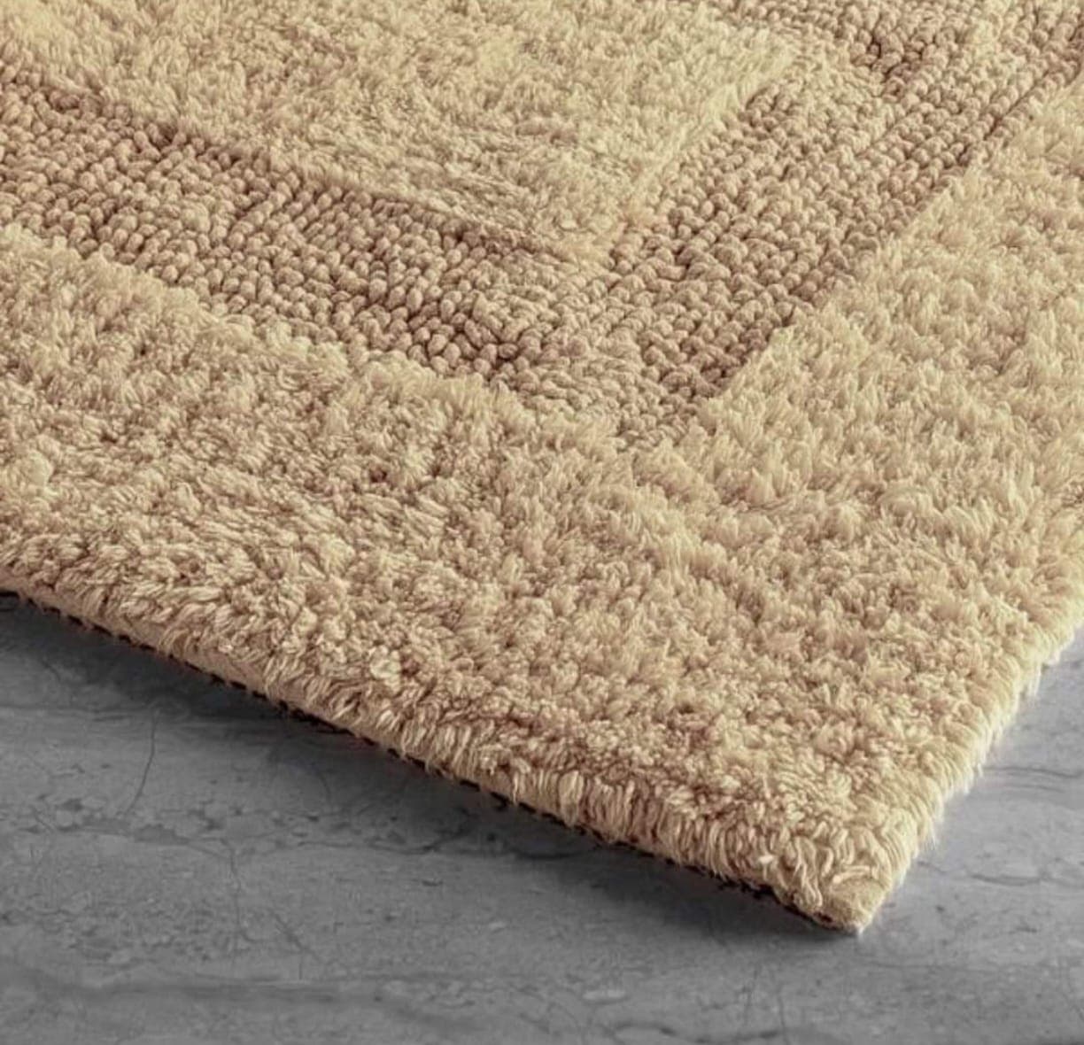 Mirage Plush Textured Cream Beige Bath Mat with Border Detail daily essentials & lifestyle — thumbnail 3 of 3