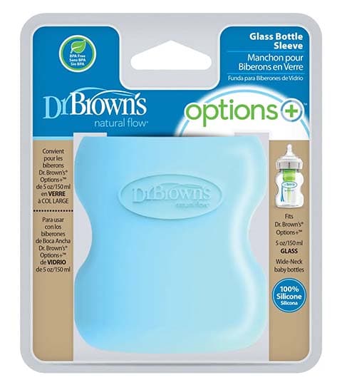 Dr. Brown's Wide Neck Glass Bottle Silicone Sleeve Blue 5oz / 150ml AC085