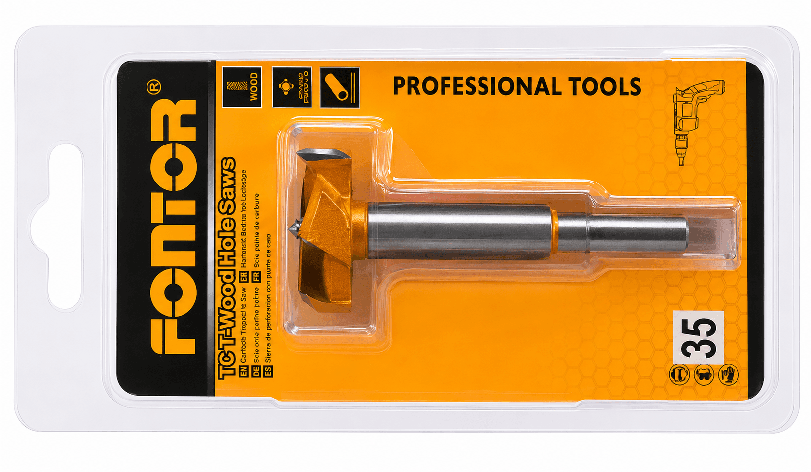 Fontor TCT Wood Hole Saw Bit 35mm (182034) – Tungsten Carbide Hole Cutter for Wood, MDF & Plywood