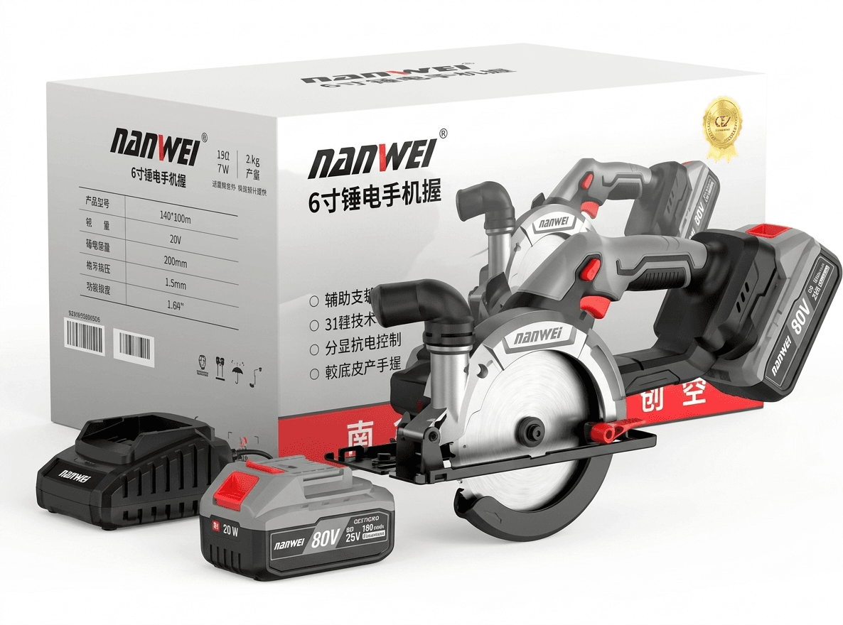 NANWEI NW-CS5061-C Electric Circular Saw – 20V Brushless Cordless Wood Cutting Saw
