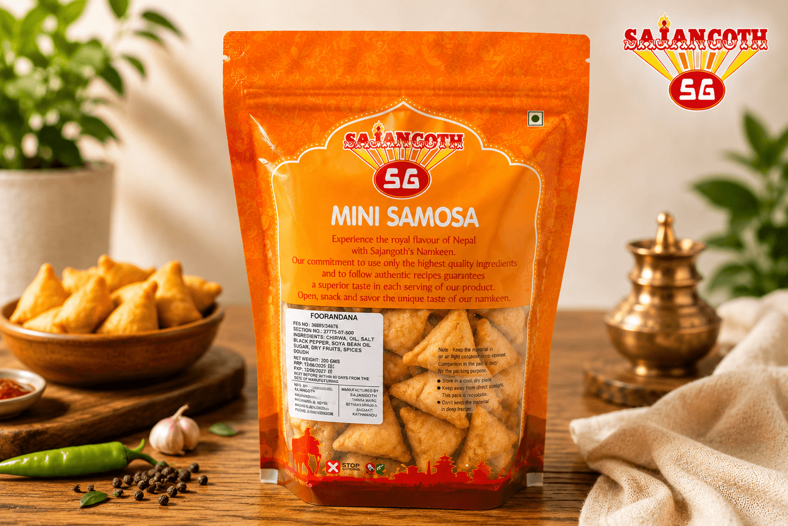 Sajan Goth Sajan Goth Mini Samosa Namkeen 300gm daily essentials & lifestyle — thumbnail 2 of 2