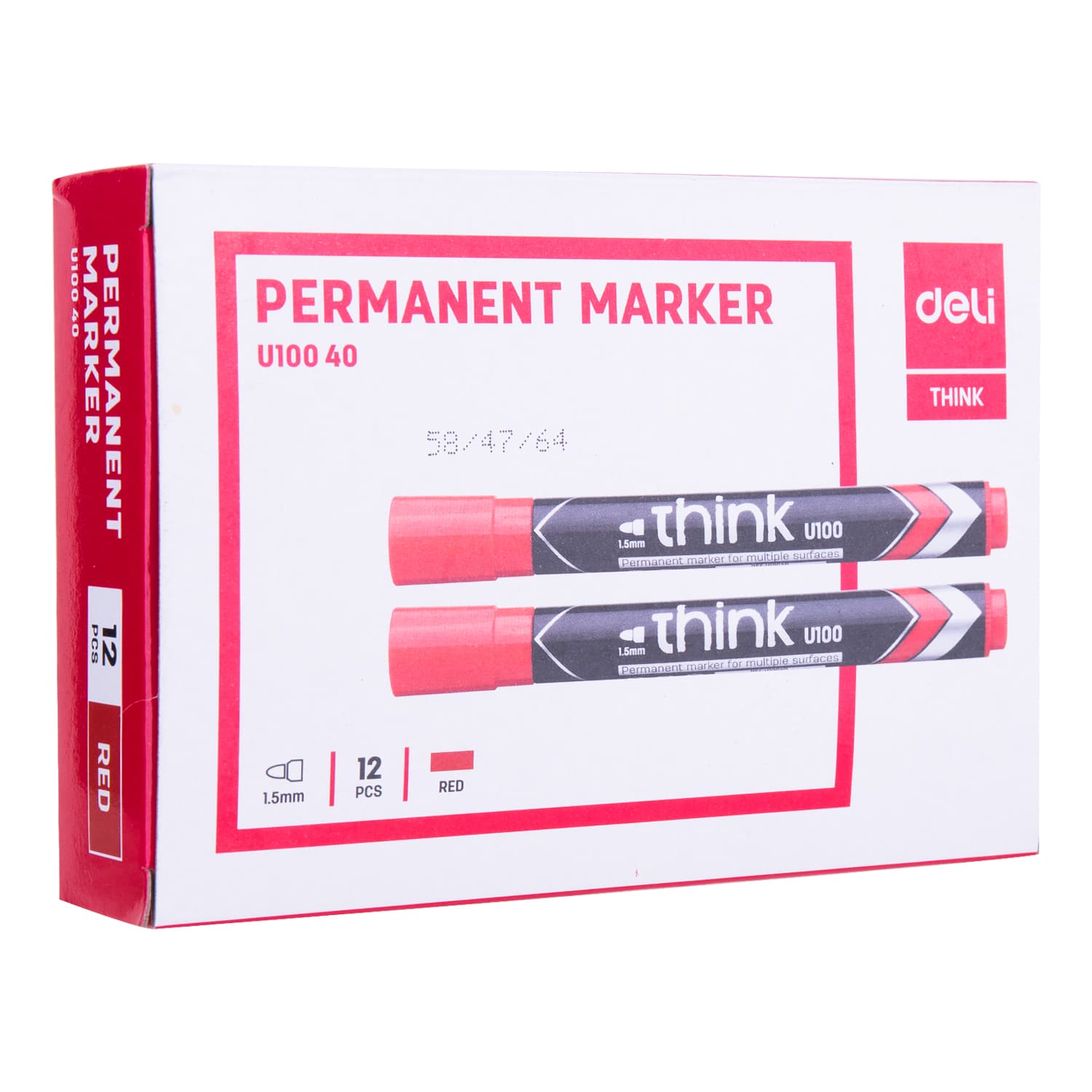 Deli Deli EU10040 Permanent Marker 1.5mm Bullet Tip Red Waterproof Marker | Fast Dry Permanent Ink stationary, toys & sports — thumbnail 3 of 5