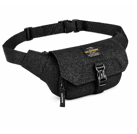 WILDHORN Nepal Unisex Waist Bag with Ultra Strong Stitching, Waterproof Pocket, Adjustable Strap & Sturdy Zippers - Black
