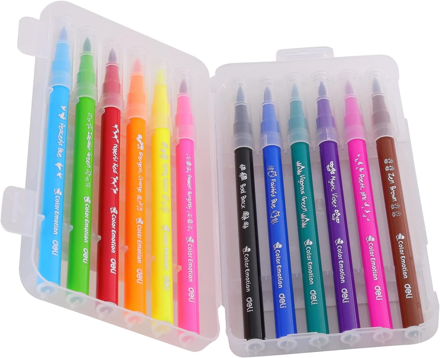 Deli Deli Soft Drawing Emotion Colour Felt Pen 12-Pieces Multicolor | Smooth Coloring Pens for Kids & Students stationary,… — thumbnail 4 of 7