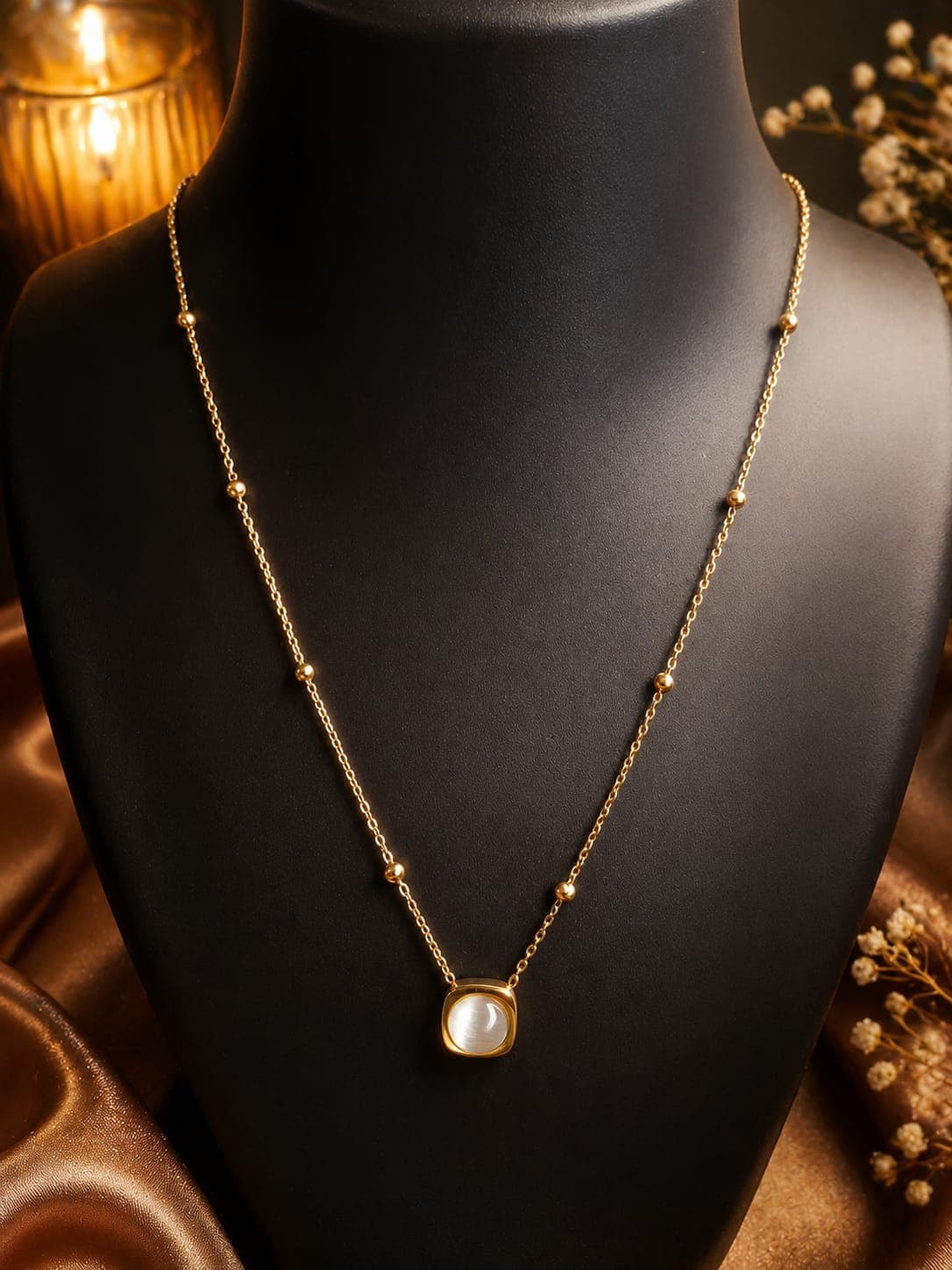 Elegant Beaded Station Pendant Necklace for Women | Stylish Everyday Jewelry