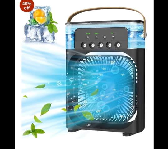 Portable Air Cooler and Fan with Water Tank | Rechargeable Mini Air Cooler