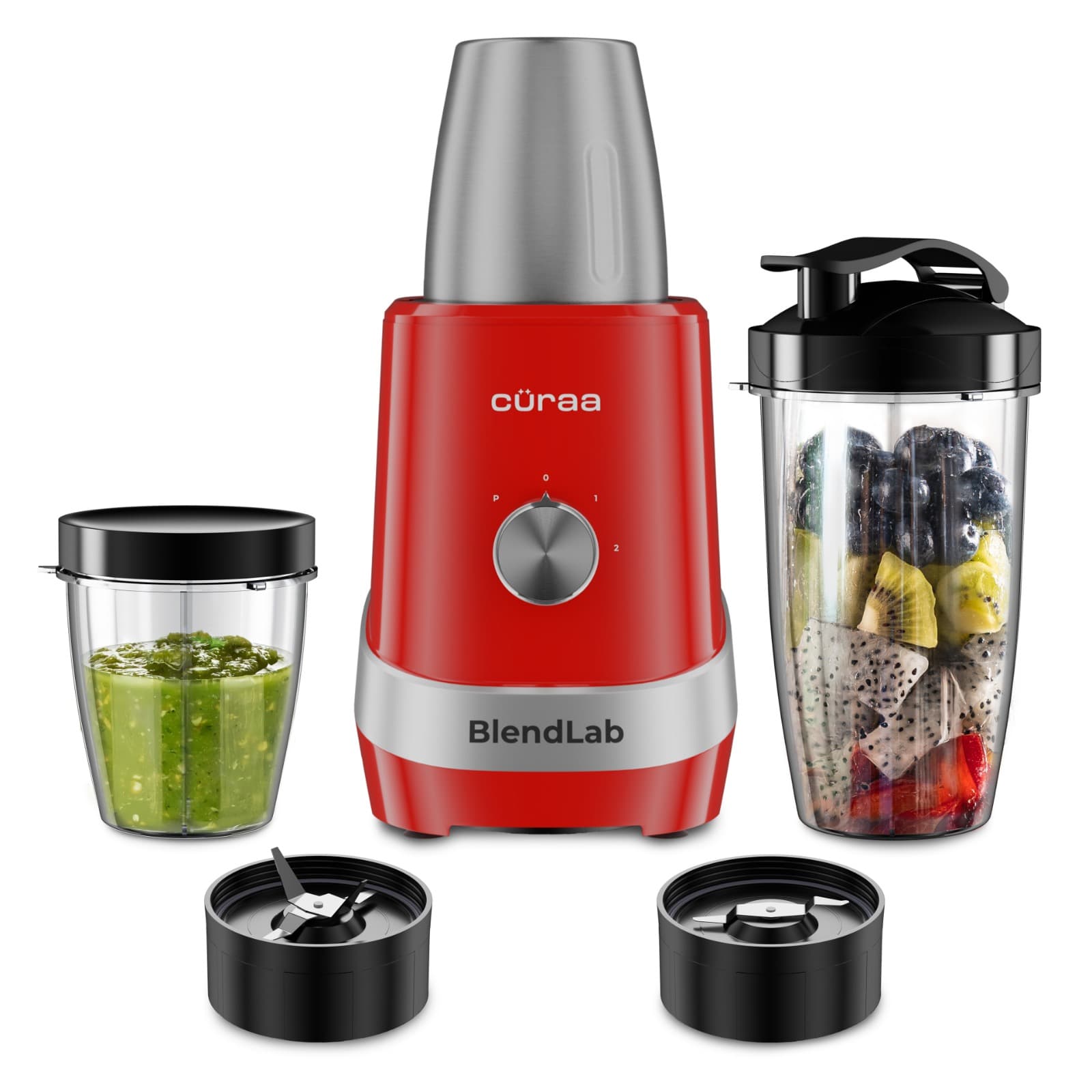 curra Curaa Blendlab Mixer Grinder for Kitchen – 3 Jars, Powerful Red Mixer Grinder for Home Use, Smooth Grinding &… — thumbnail 9 of 11