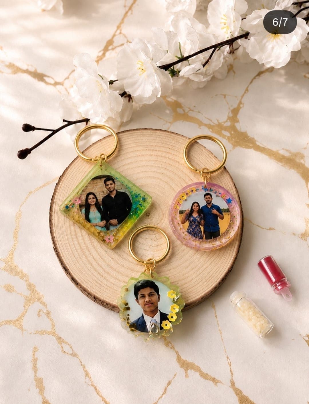 No Brand Custom Resin Photo Keychain – Personalized Picture Keepsake Key Ring daily essentials & lifestyle — thumbnail 2 of 2