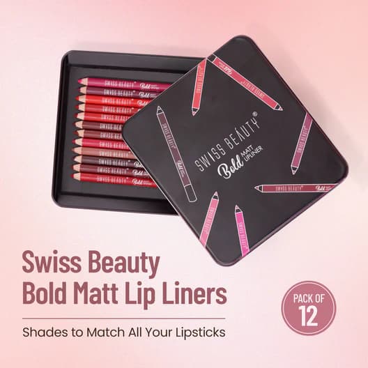 Swiss Beauty Swiss Beauty Bold Matte Lipliner Pack of 12 Pcs | Long-Lasting Waterproof Lip Pencil Set daily essentials &… — thumbnail 6 of 7