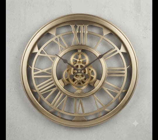 Aurora Vintage Brass Gear Wall Clock | Industrial Antique Wall Decor